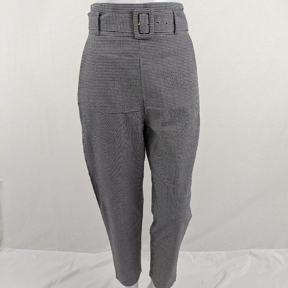 NWOT Sans Souci High Waisted Houndstooth Belted Trousers - Picture 1 of 5